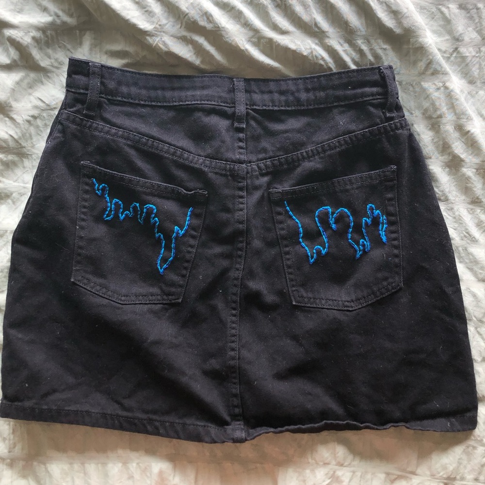 Hand Embroidered H&M Flame Mini Skirt